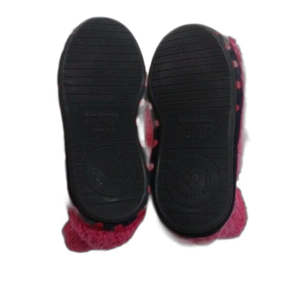 Dearfoams Memory Foam Slippers Girls 13/1 Plush Pile Pink Polka Dot Indoor/Out